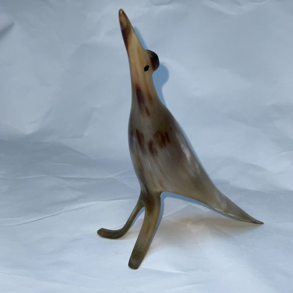 Hand Carved Hollow Horn Bird Standing Statue Figurine Sculpture Art Roadrunner - Picture 10 of 10